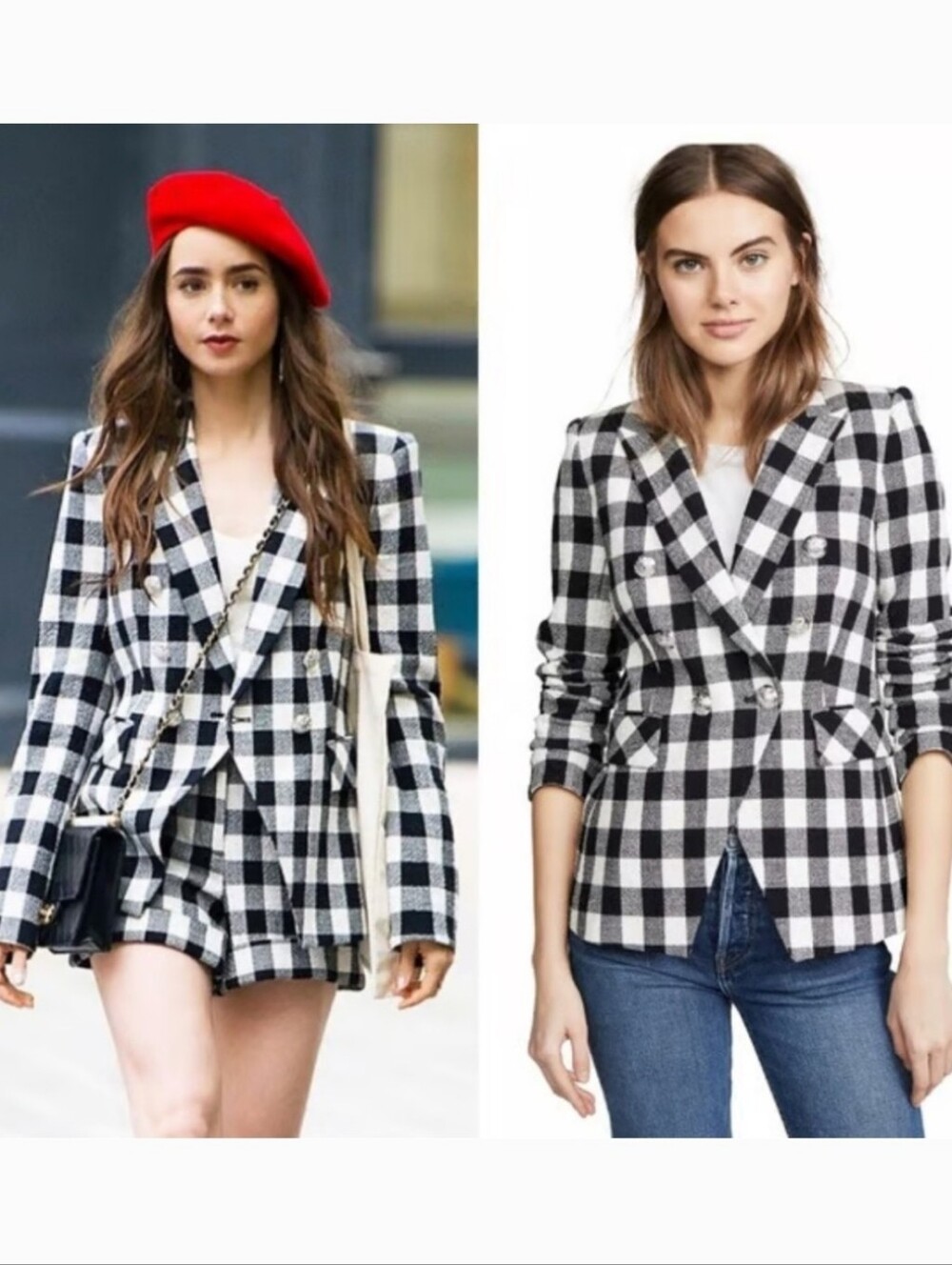Veronica Beard Miller Dickey Jacket Black & White Gingham SILVER Buttons Size 10